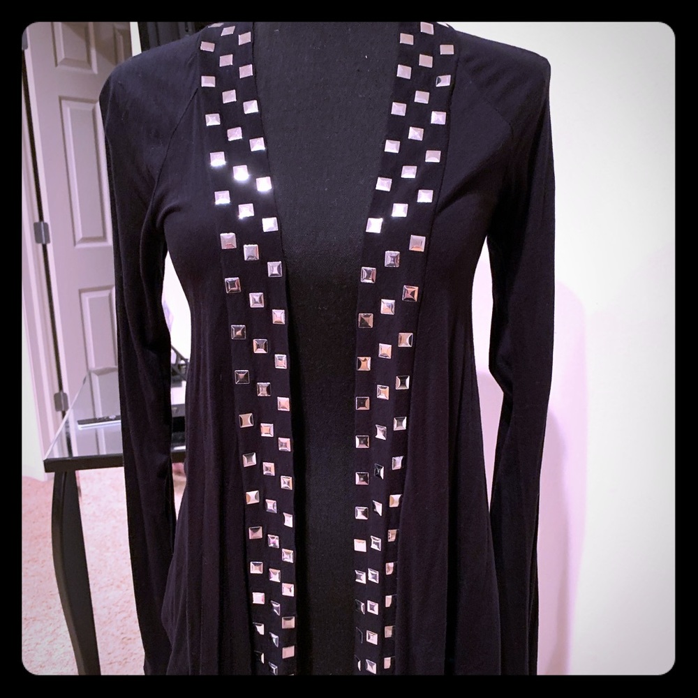 Black silver studded cotton sweater